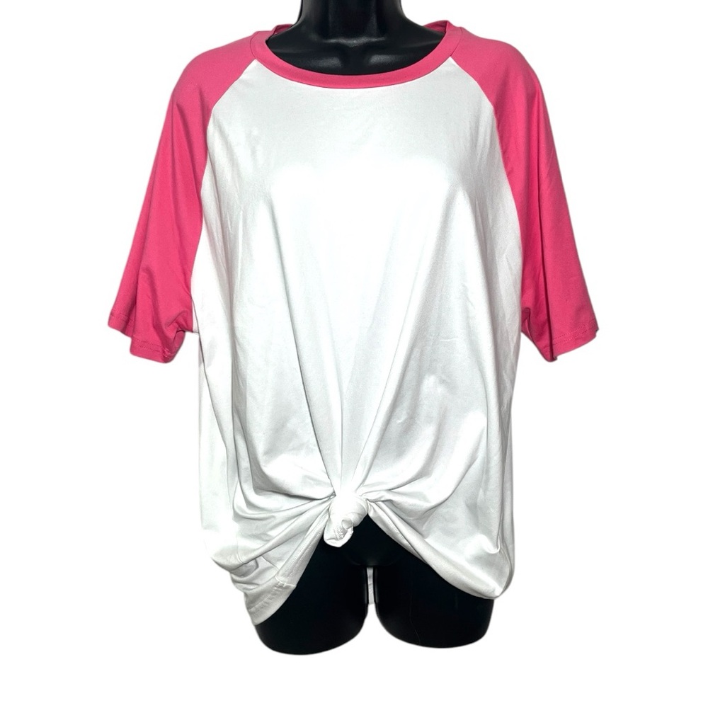 SHEIN White and Pink Raglan Oversized T-Shirt